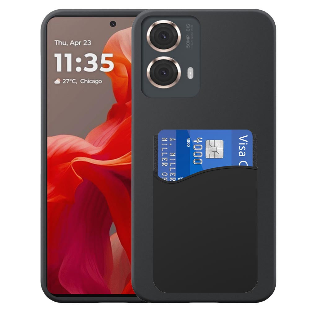 Geschikt voor Motorola Moto G85
  Telefoonhoesje met Siliconen Pasjeshouder - Flexible Back Cover Case
  Siliconen TPU with Silicone Cardslot - Zwart - Smartphonica
