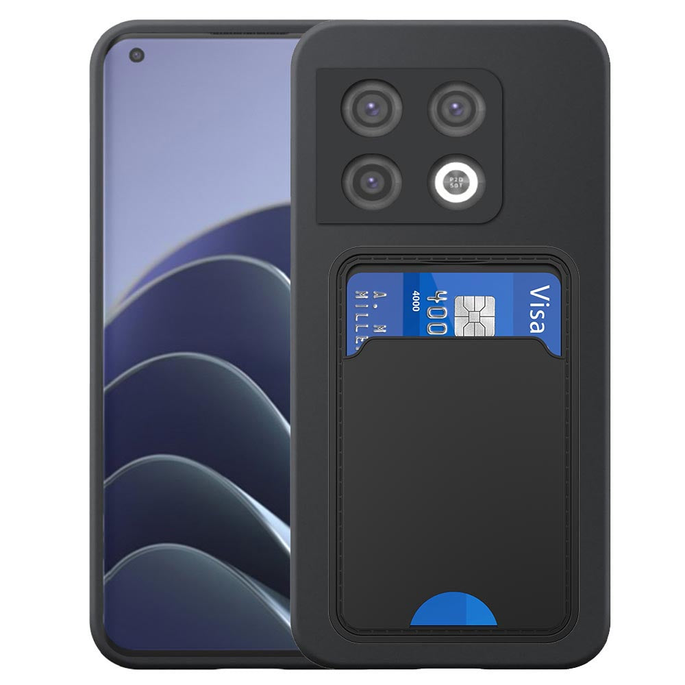 Geschikt voor OnePlus 10 Pro
  Telefoonhoesje met TPU Pasjeshouder - Flexible Back Cover Case Siliconen TPU
  with Cardslot - Zwart - Smartphonica
