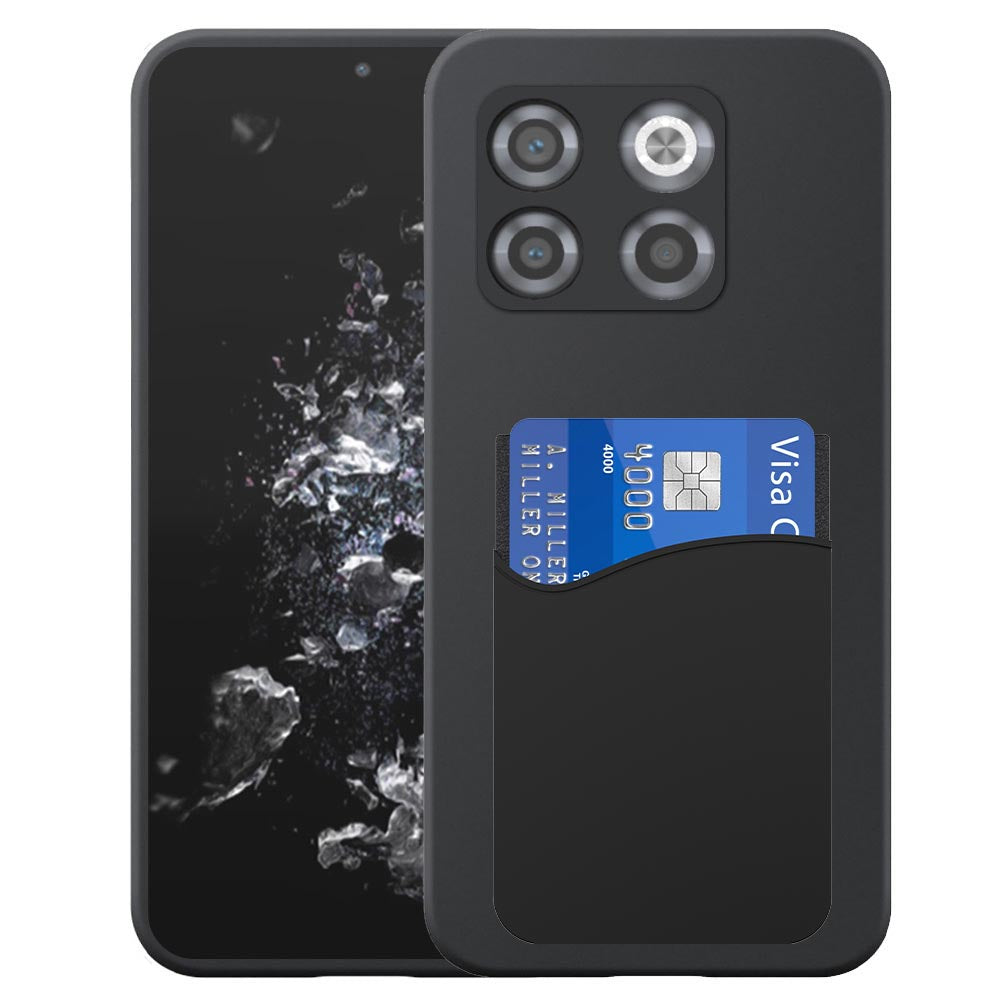 Geschikt voor OnePlus 10T Telefoonhoesje
  met Siliconen Pasjeshouder - Flexible Back Cover Case Siliconen TPU with
  Silicone Cardslot - Zwart - Smartphonica