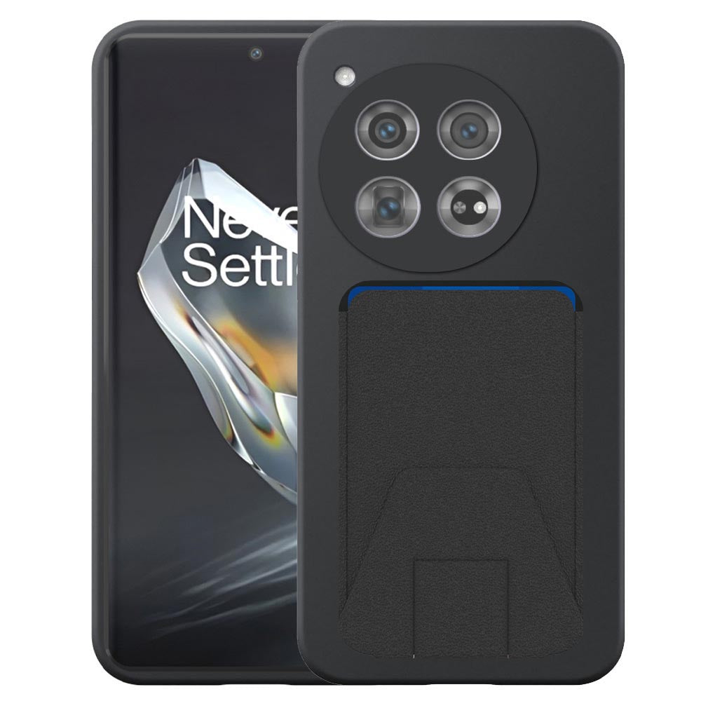 Geschikt voor OnePlus 12 Telefoonhoesje
  met Verstelbare Leren Pasjeshouder - Flexible Back Cover Case Siliconen TPU
  with Adjustable Leather Cardslot - Zwart - Smartphonica
