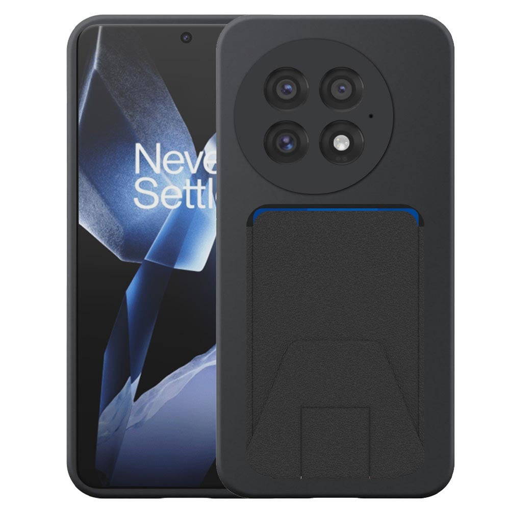 Geschikt voor OnePlus 13 Telefoonhoesje
  met Verstelbare Leren Pasjeshouder - Flexible Back Cover Case Siliconen TPU
  with Adjustable Leather Cardslot - Zwart - Smartphonica