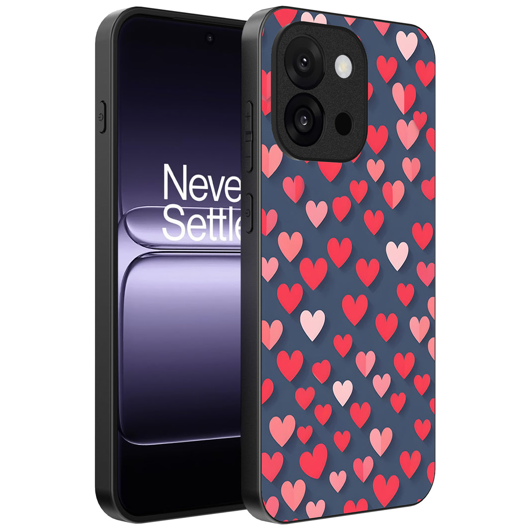 Telefoonhoesje Geschikt voor OnePlus 13T met Roze en
 Rode Hartjes Opdruk - TPU Backcover Case With Rosé and Red Heart Design