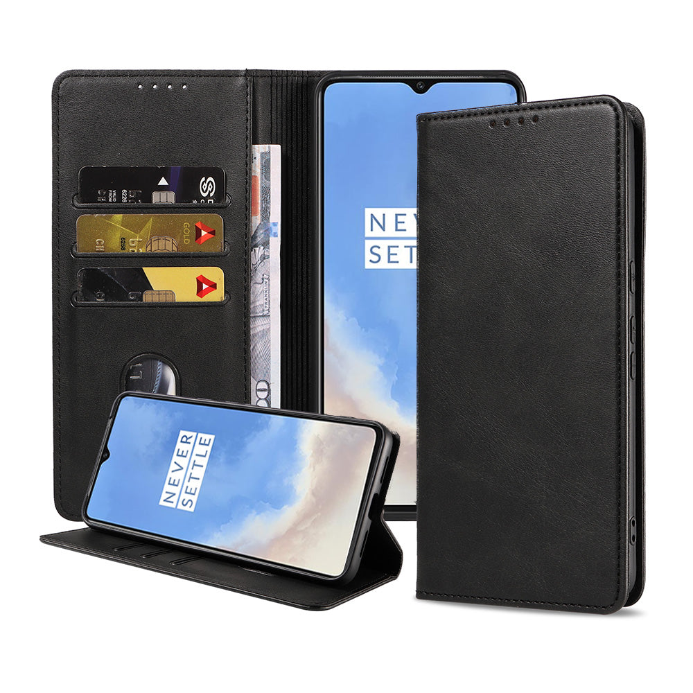 Telefoonhoesje geschikt voor OnePlus 7T
  kunstleren Hoesje met Magnetische sluiting en Pasjeshouders Book Case met
  Klepje - Zwart