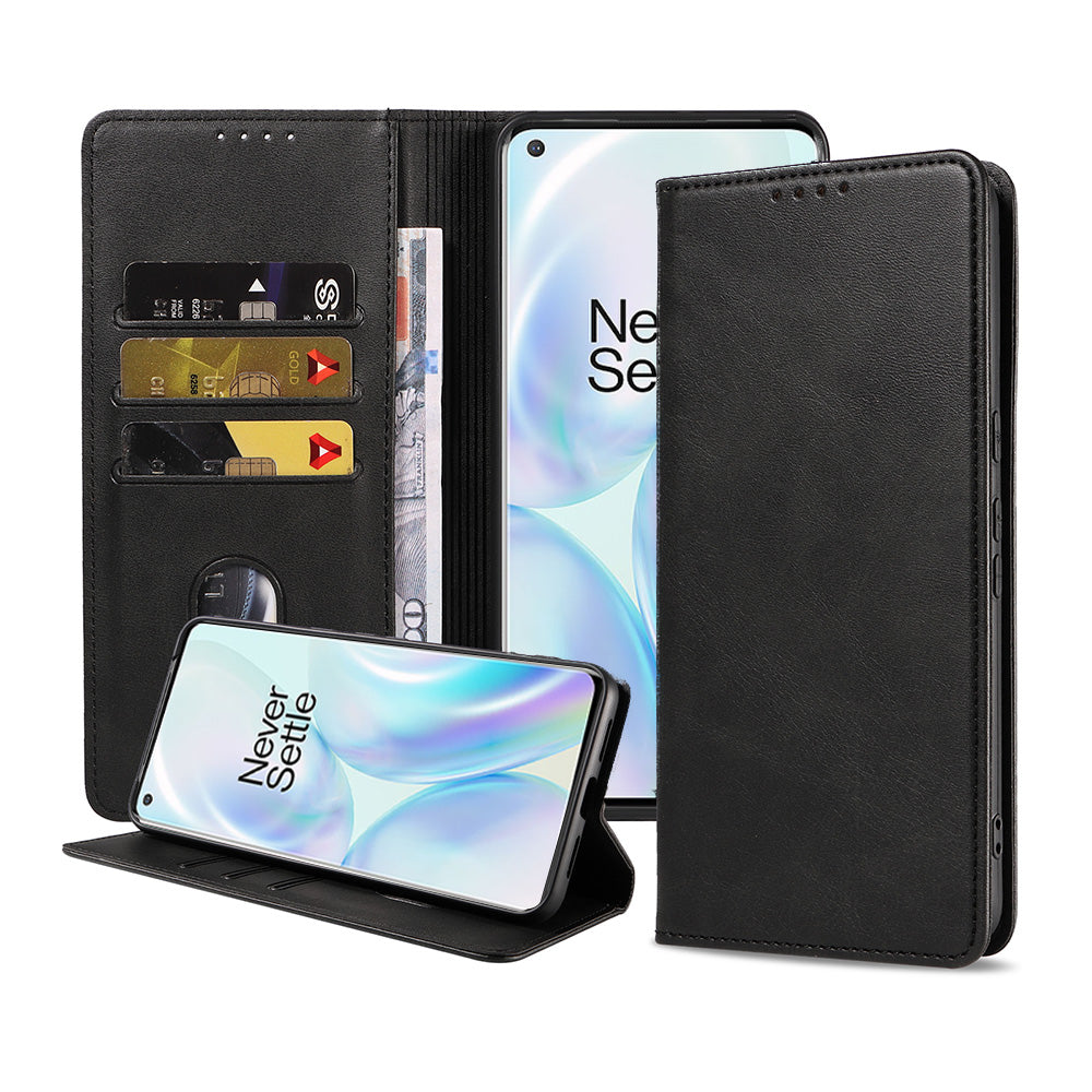 Telefoonhoesje geschikt voor OnePlus 8
  kunstleren Hoesje met Magnetische sluiting en Pasjeshouders Book Case met
  Klepje - Zwart