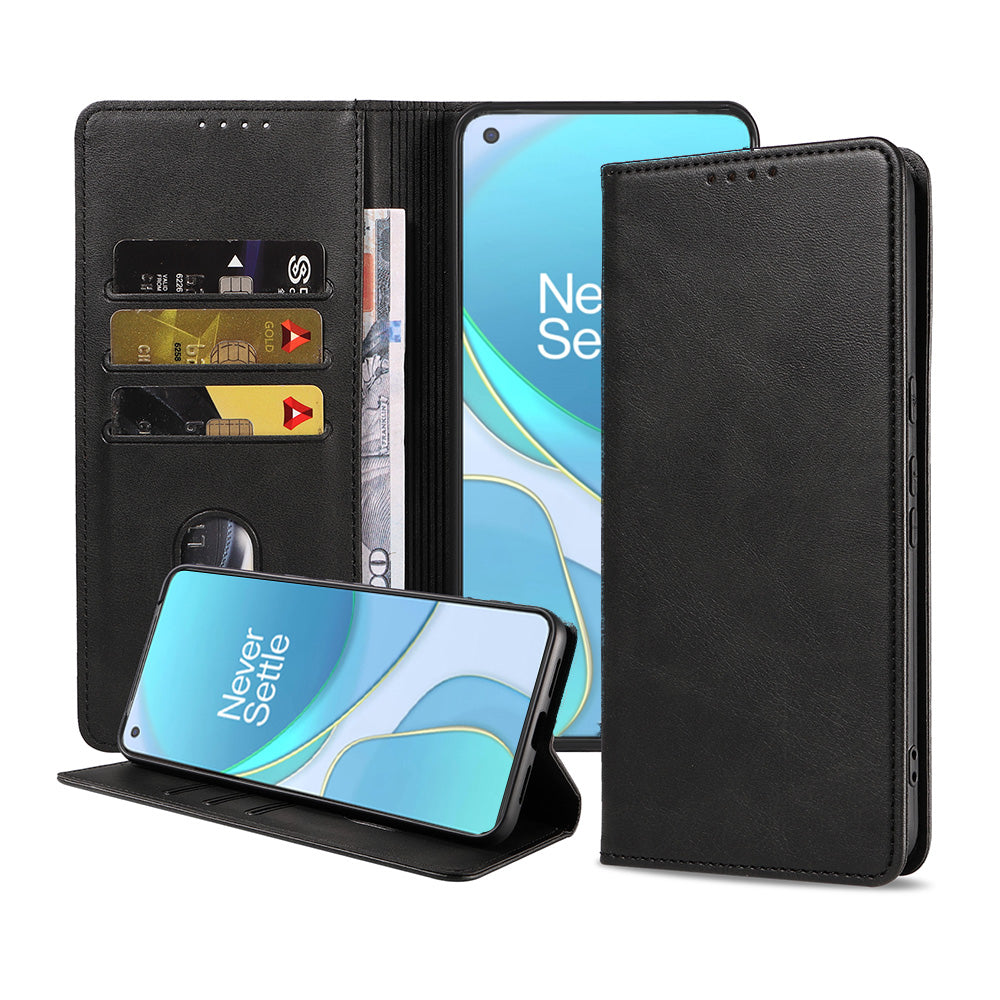 Telefoonhoesje geschikt voor OnePlus 8T
  kunstleren Hoesje met Magnetische sluiting en Pasjeshouders Book Case met
  Klepje - Zwart