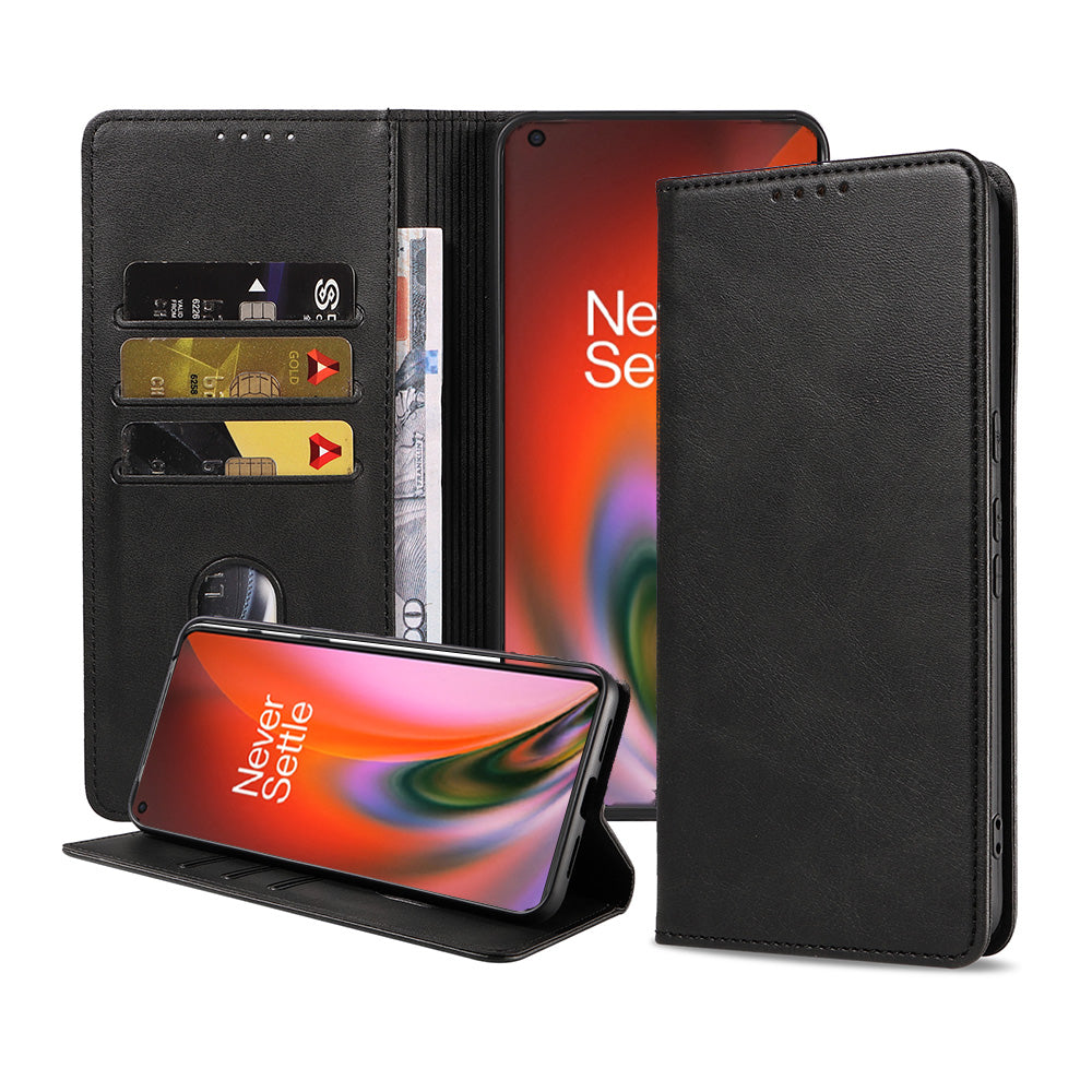 Telefoonhoesje geschikt voor OnePlus Nord
  2 5G kunstleren Hoesje met Magnetische sluiting en Pasjeshouders Book Case
  met Klepje - Zwart
