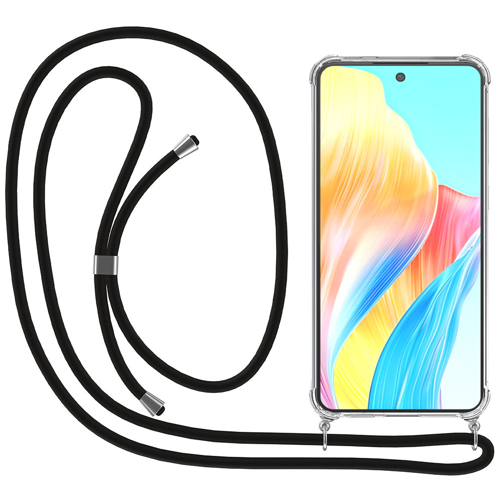Telefoonhoesje Geschikt voor Oppo A1 /
  A58 / A78 / A98 / F23 met Koord en Stootrand - Hoesje met Telefoonkoord - TPU
  Backcover Case Shockproof met Lanyard - Transparant