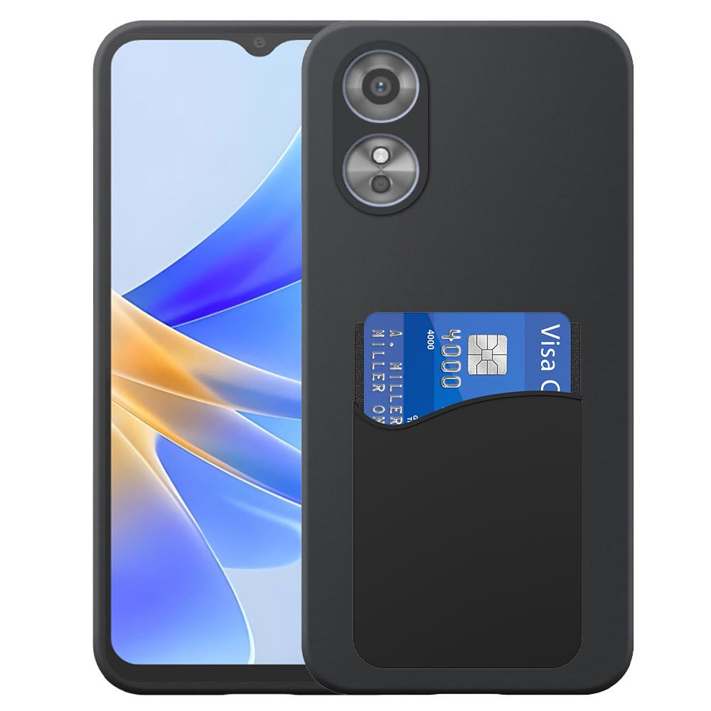 Geschikt voor Oppo A17 Telefoonhoesje met
  Siliconen Pasjeshouder - Flexible Back Cover Case Siliconen TPU with Silicone
  Cardslot - Zwart - Smartphonica