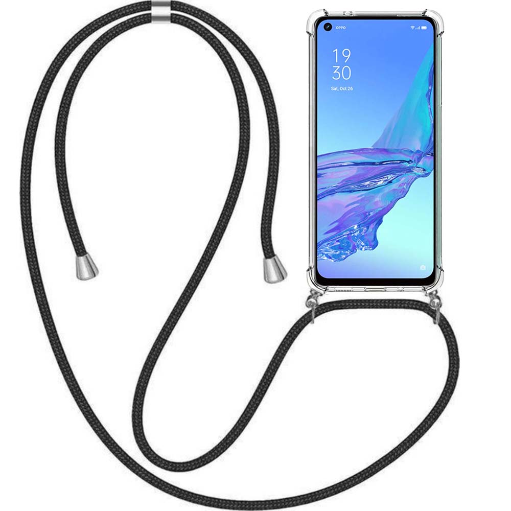 Telefoonhoesje Geschikt voor Oppo A53 met
  Koord en Stootrand - TPU Backcover Shockproof met Lanyard - Smartphonica