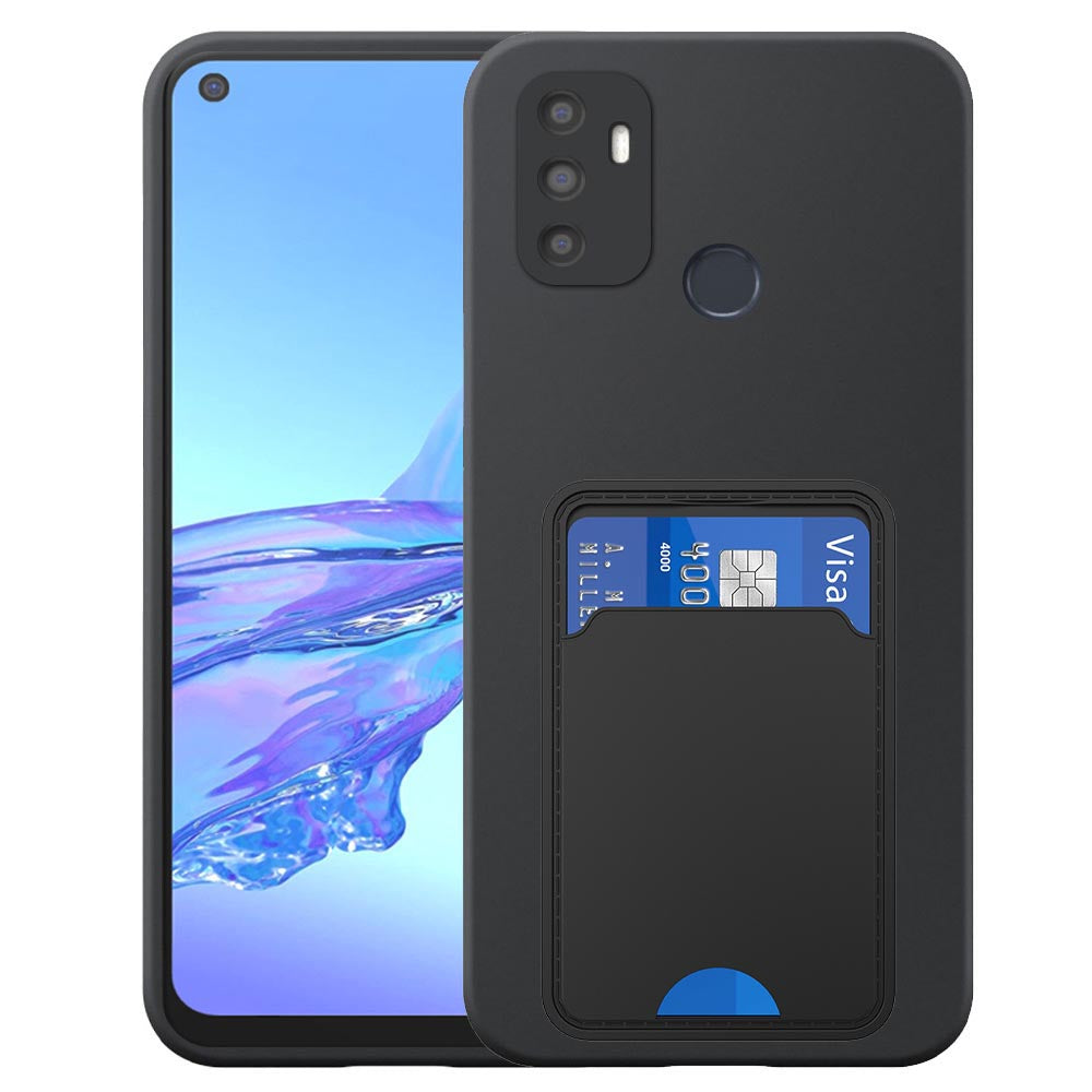 Geschikt voor Oppo A53 4G / A53s
  Telefoonhoesje met TPU Pasjeshouder - Flexible Back Cover Case Siliconen TPU
  with Cardslot - Zwart - Smartphonica