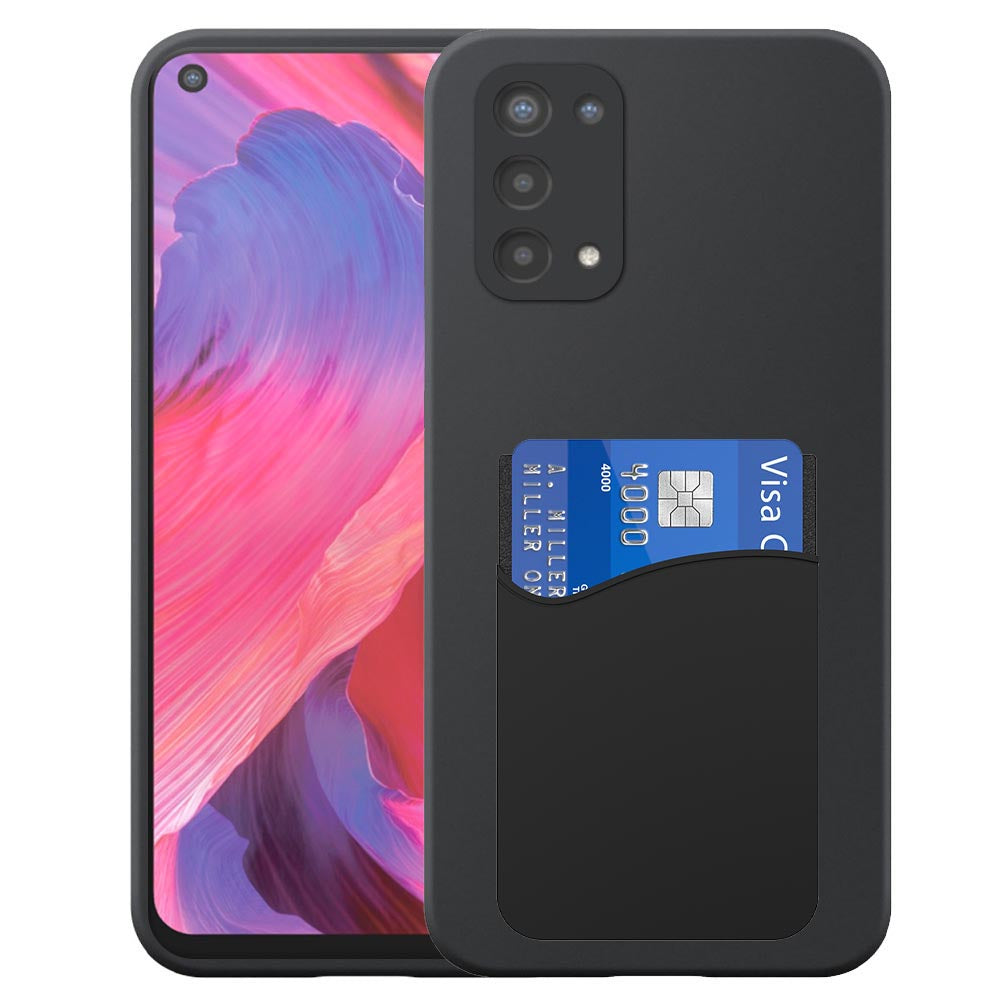 Geschikt voor Oppo A54 5G / A74 5G
  Telefoonhoesje met Siliconen Pasjeshouder - Flexible Back Cover Case
  Siliconen TPU with Silicone Cardslot - Zwart - Smartphonica