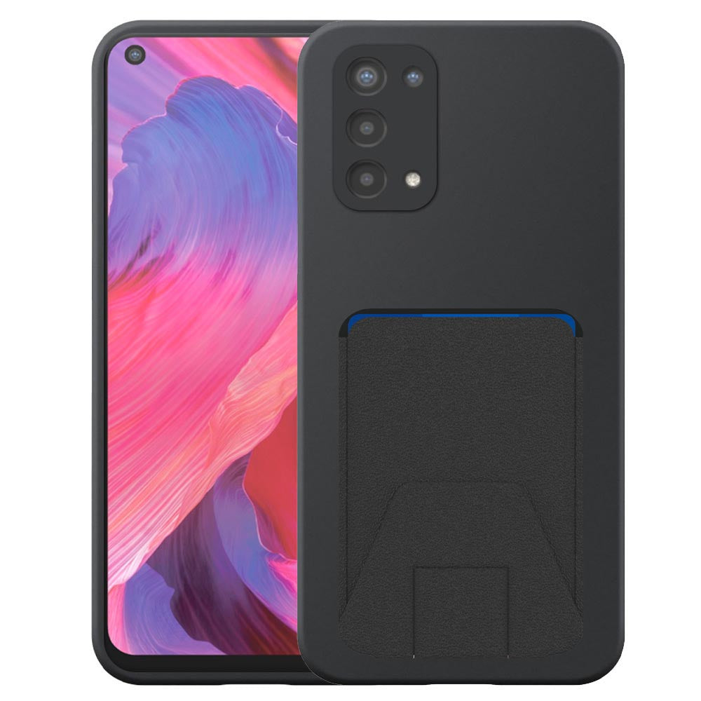 Geschikt voor Oppo A54 5G / A74 5G
  Telefoonhoesje met Verstelbare Leren Pasjeshouder - Flexible Back Cover Case
  Siliconen TPU with Adjustable Leather Cardslot - Zwart - Smartphonica