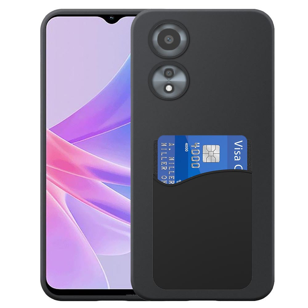 Geschikt voor Oppo A58 5G / A78 5G
  Telefoonhoesje met Siliconen Pasjeshouder - Flexible Back Cover Case
  Siliconen TPU with Silicone Cardslot - Zwart - Smartphonica