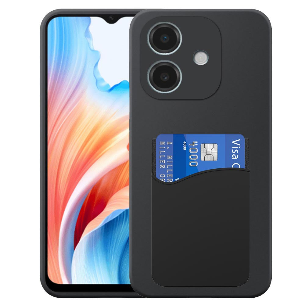 Geschikt voor Oppo A59 Telefoonhoesje met
  Siliconen Pasjeshouder - Flexible Back Cover Case Siliconen TPU with Silicone
  Cardslot - Zwart - Smartphonica