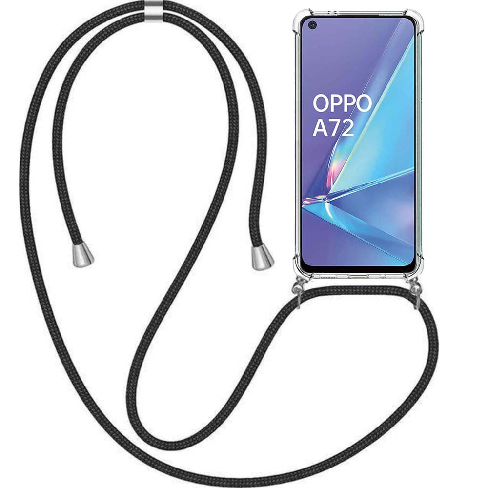 Telefoonhoesje Geschikt voor Oppo A72 5G
  met Koord en Stootrand - TPU Backcover Shockproof met Lanyard - Smartphonica