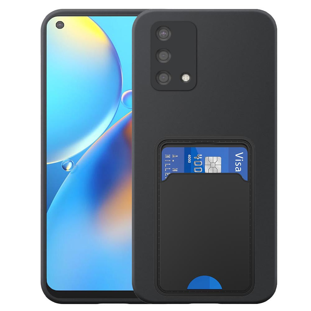 Geschikt voor Oppo A74 4G Telefoonhoesje
  met TPU Pasjeshouder - Flexible Back Cover Case Siliconen TPU with Cardslot -
  Zwart - Smartphonica