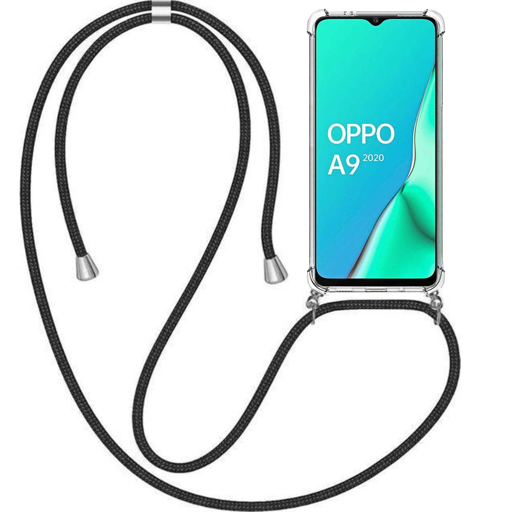 Telefoonhoesje Geschikt voor Oppo A9 2020
  met Koord en Stootrand - TPU Backcover Shockproof met Lanyard - Smartphonica