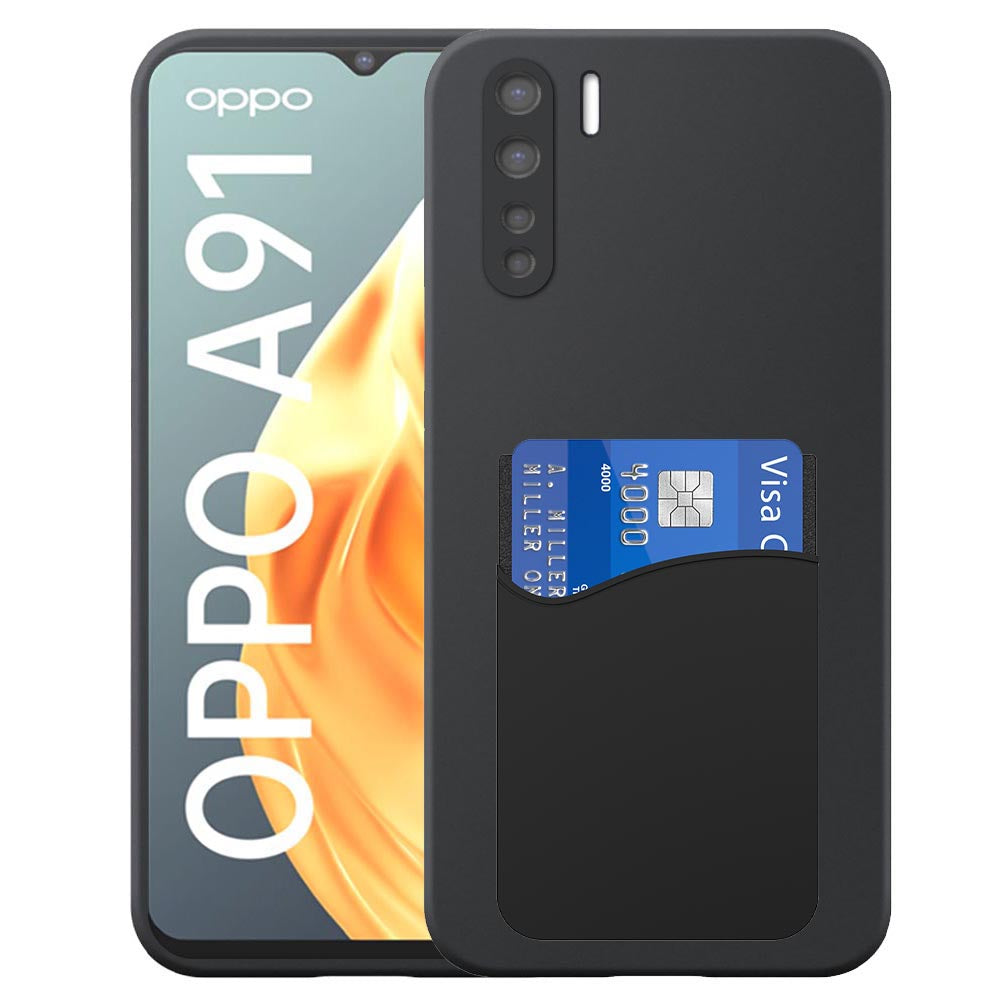 Geschikt voor Oppo A91 / Reno 3 4G
  Telefoonhoesje met Siliconen Pasjeshouder - Flexible Back Cover Case
  Siliconen TPU with Silicone Cardslot - Zwart - Smartphonica