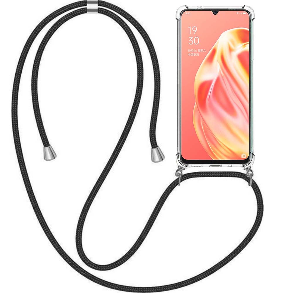 Telefoonhoesje Geschikt voor Oppo A91 met
  Koord en Stootrand - TPU Backcover Shockproof met Lanyard - Smartphonica