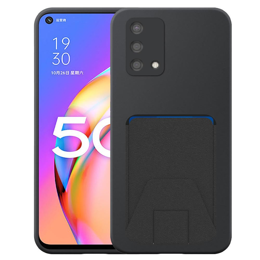 Geschikt voor Oppo A93 5G Telefoonhoesje
  met Verstelbare Leren Pasjeshouder - Flexible Back Cover Case Siliconen TPU
  with Adjustable Leather Cardslot - Zwart - Smartphonica