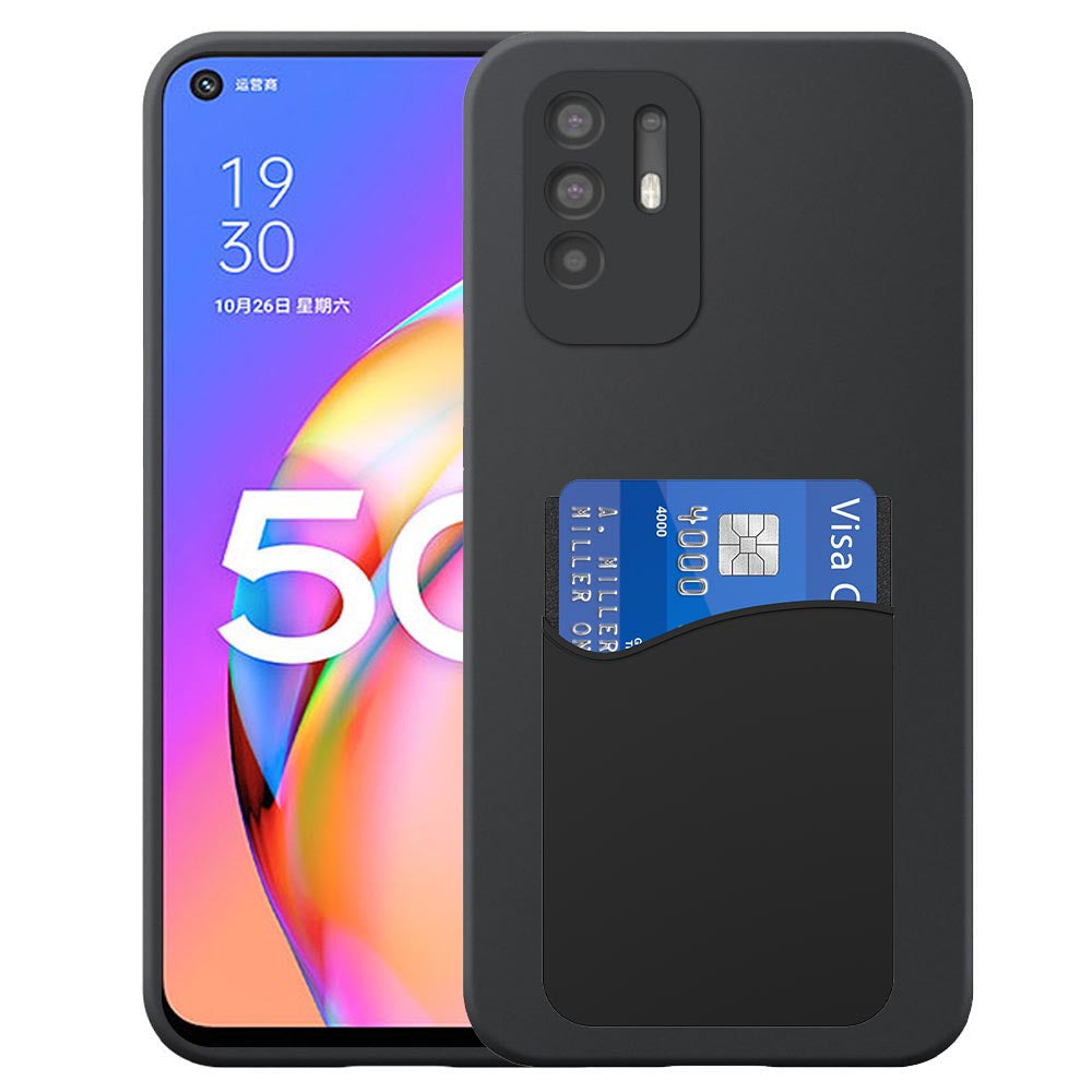 Geschikt voor Oppo A94 5G Telefoonhoesje
  met Siliconen Pasjeshouder - Flexible Back Cover Case Siliconen TPU with
  Silicone Cardslot - Zwart - Smartphonica