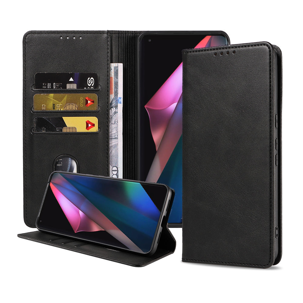 Telefoonhoesje geschikt voor Oppo Find X3
  Pro kunstleren Hoesje met Magnetische sluiting en Pasjeshouders Book Case met
  Klepje - Zwart