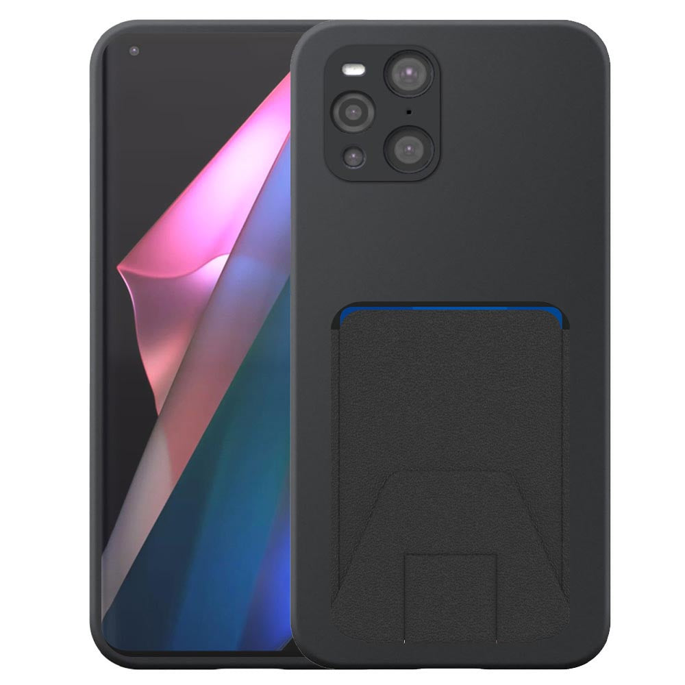 Geschikt voor Oppo Find X3 Pro
  Telefoonhoesje met Verstelbare Leren Pasjeshouder - Flexible Back Cover Case
  Siliconen TPU with Adjustable Leather Cardslot - Zwart - Smartphonica