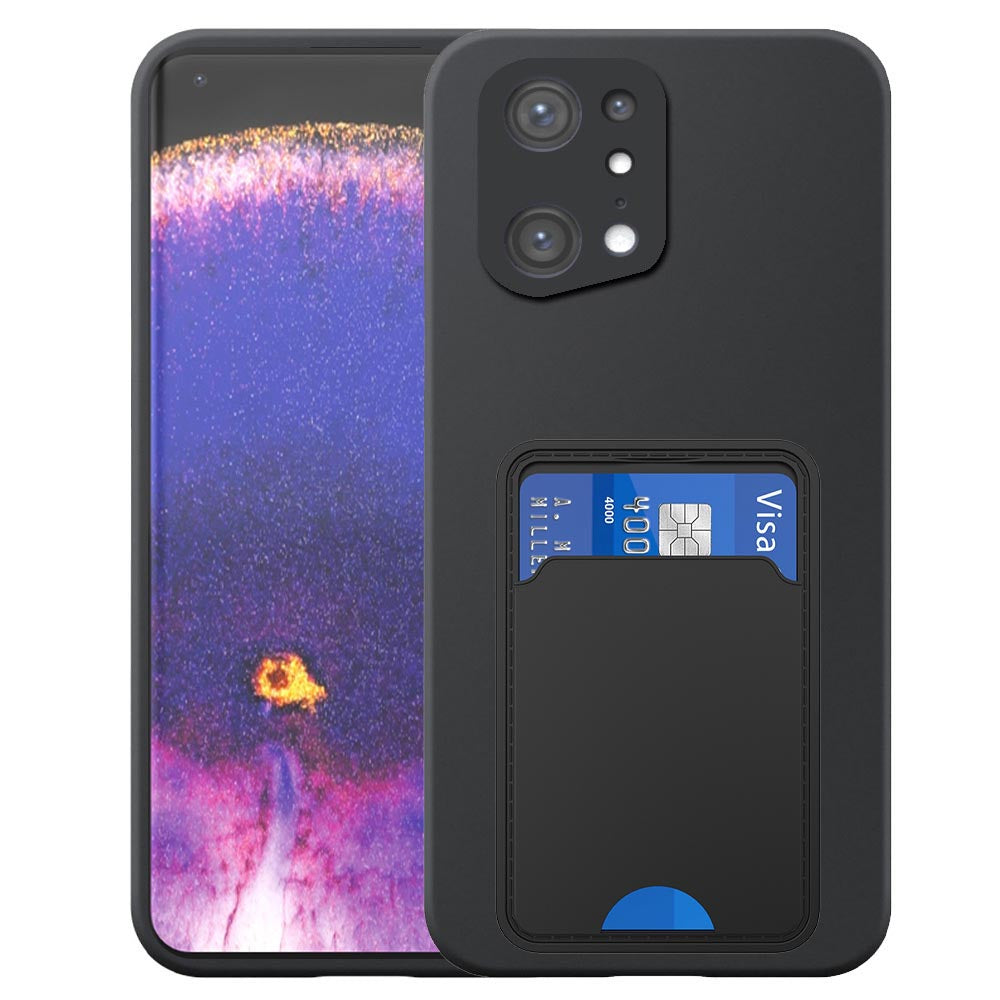 Geschikt voor Oppo Find X5 Telefoonhoesje
  met TPU Pasjeshouder - Flexible Back Cover Case Siliconen TPU with Cardslot -
  Zwart - Smartphonica