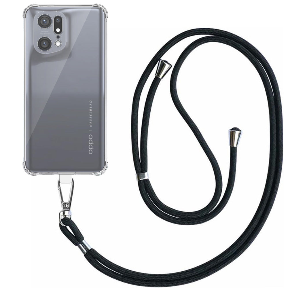 Telefoonhoesje Geschikt voor Oppo Find X5
  Transparant Schokbestendig met Afneembaar  
  Universeel Telefoonkoord - Backcover Case Siliconen ShockProof with
  Lanyard -   Smartphonica