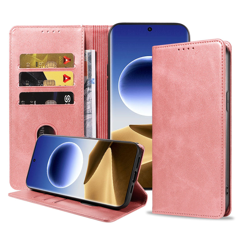 Geschikt voor Oppo Find X7 Ultra
  Telefoonhoesje Kunstleer met Magnetische sluiting en Pasjeshouder Bookcase
  met Klepje - Walletcase with Cardslot - Rosé Goud - Smartphonica