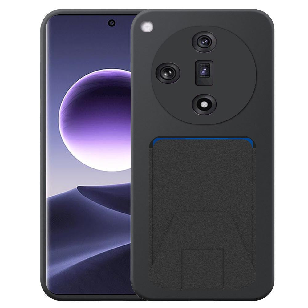 Geschikt voor Oppo Find X7 Telefoonhoesje
  met Verstelbare Leren Pasjeshouder - Flexible Back Cover Case Siliconen TPU
  with Adjustable Leather Cardslot - Zwart - Smartphonica