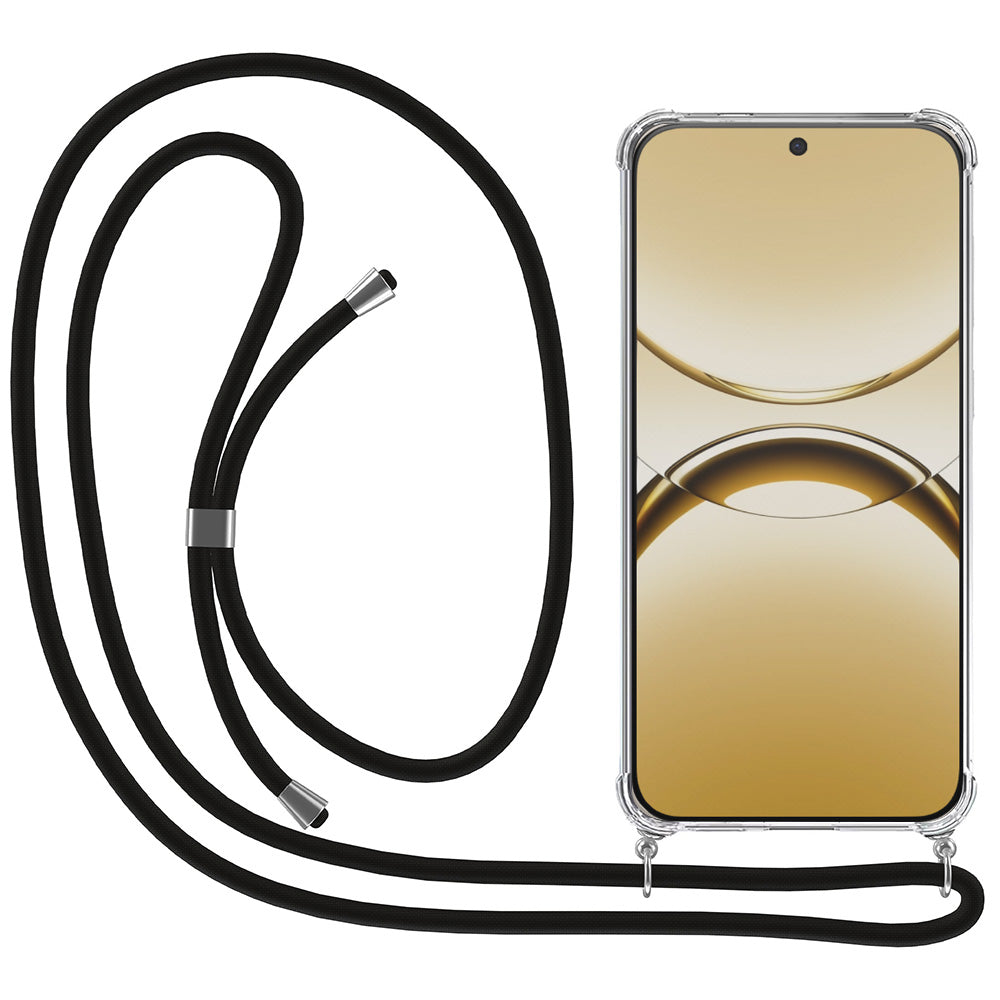 Telefoonhoesje Geschikt voor Oppo Find X8
  met Koord en Stootrand - Hoesje met Telefoonkoord - TPU Backcover Case
  Shockproof met Lanyard - Transparant