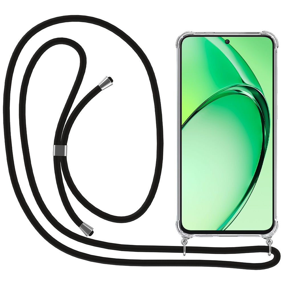 Telefoonhoesje Geschikt voor Oppo K12X
  met Koord en Stootrand - Hoesje met Telefoonkoord - TPU Backcover Case
  Shockproof met Lanyard - Transparant