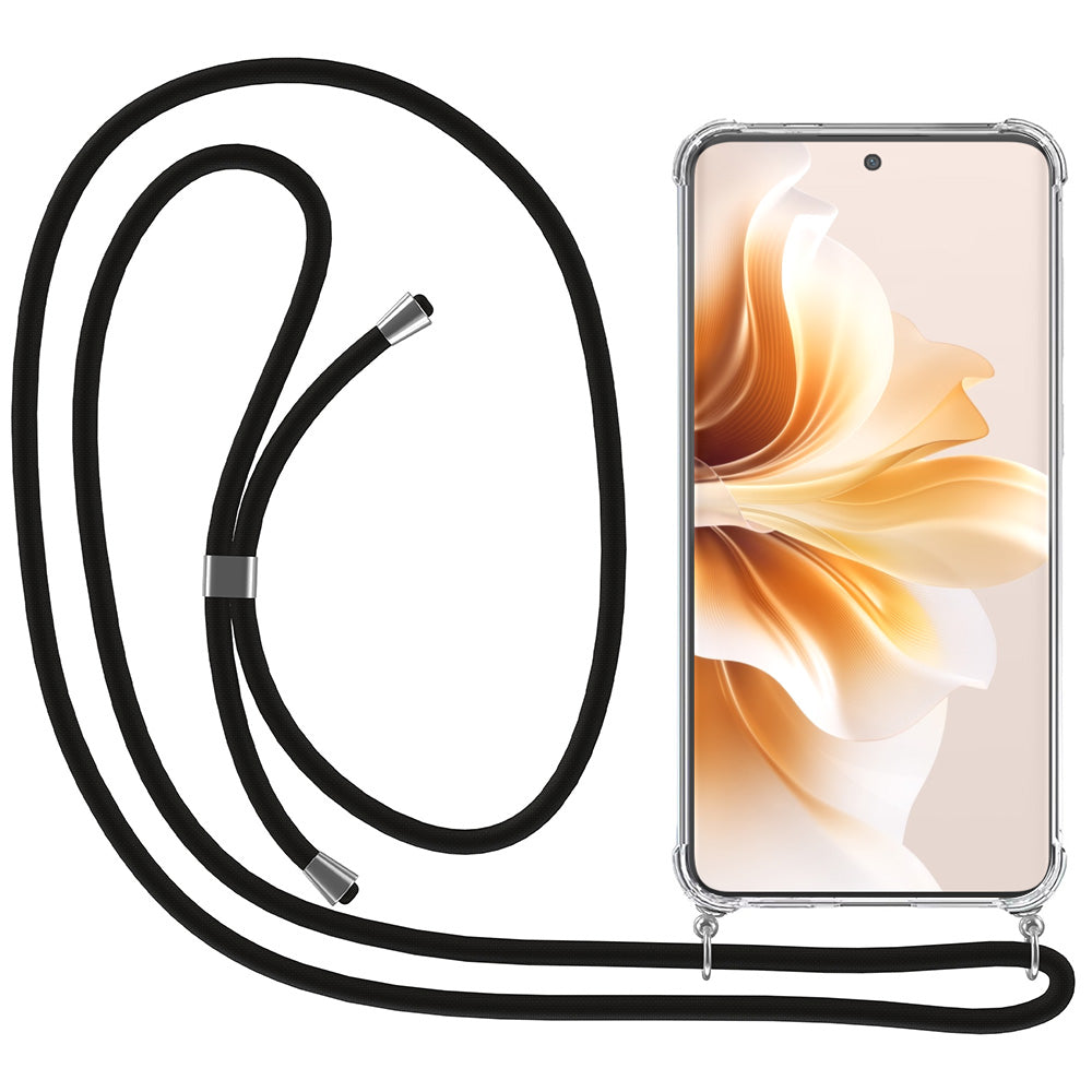 Telefoonhoesje Geschikt voor Oppo Reno 11
  Pro met Koord en Stootrand - Hoesje met Telefoonkoord - TPU Backcover Case
  Shockproof met Lanyard - Transparant
