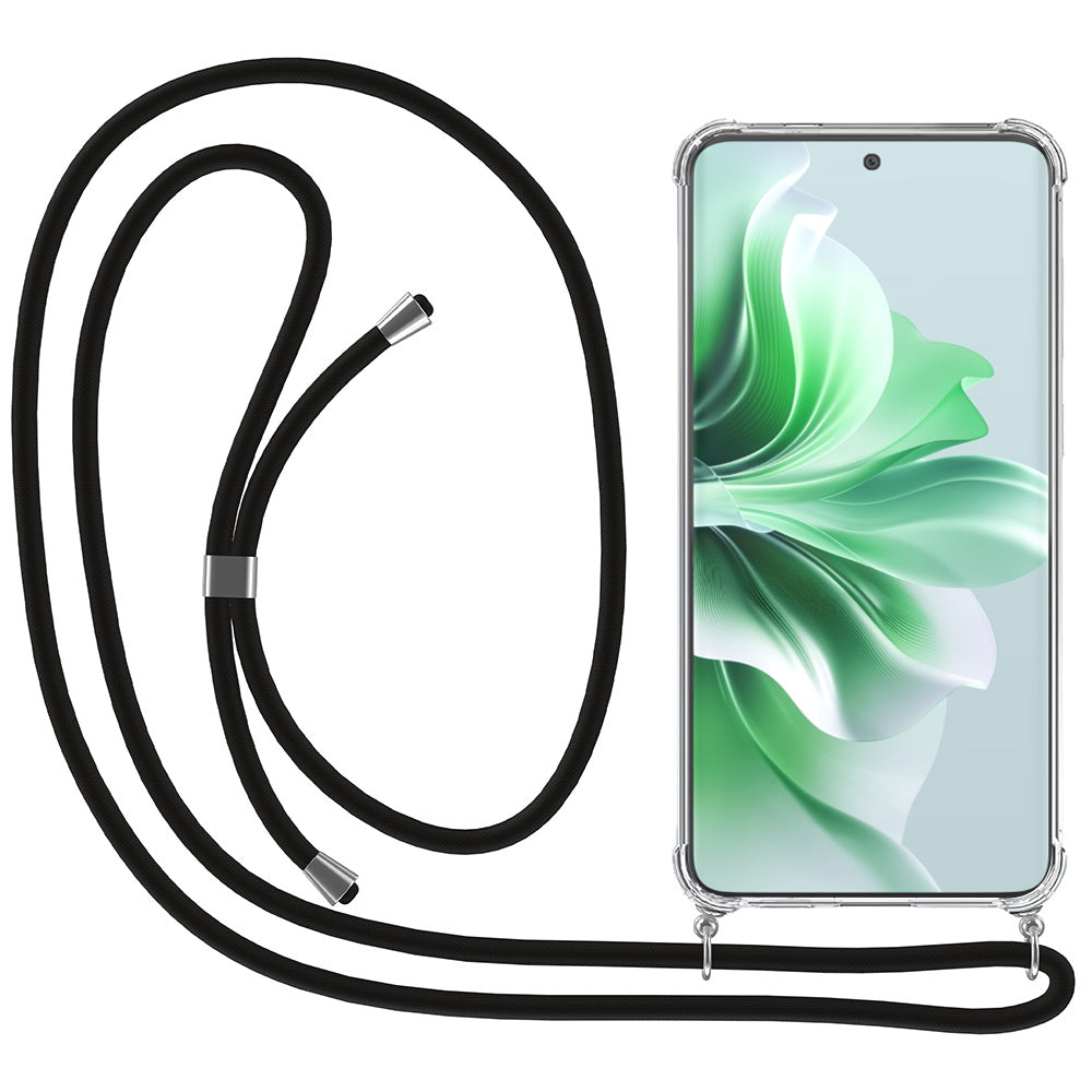 Telefoonhoesje Geschikt voor Oppo Reno 11
  met Koord en Stootrand - Hoesje met Telefoonkoord - TPU Backcover Case
  Shockproof met Lanyard - Transparant