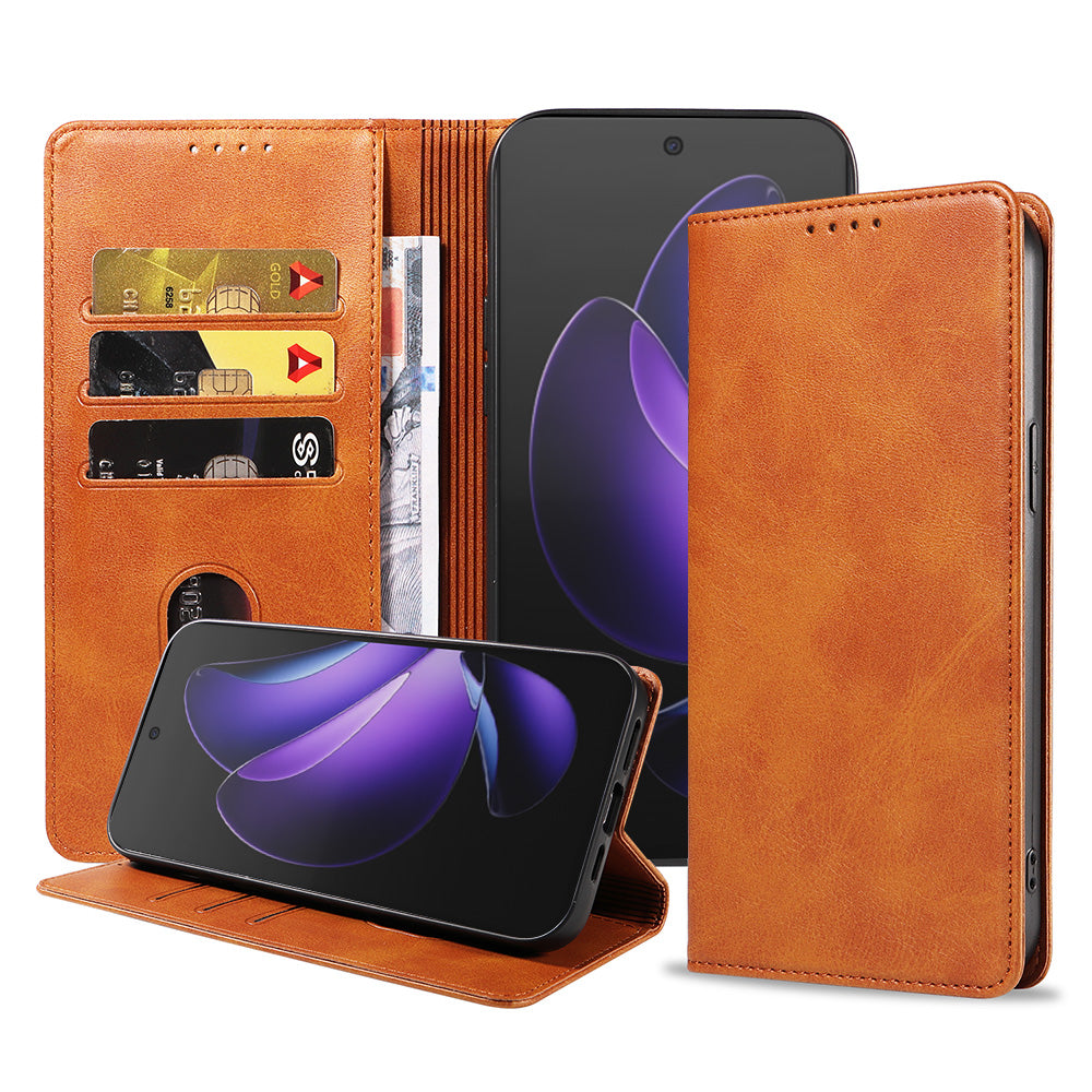 Geschikt voor Oppo Reno 13 F
  Telefoonhoesje Kunstleer met Magnetische sluiting en Pasjeshouder Bookcase
  met Klepje - Walletcase with Cardslot - Bruin - Smartphonica