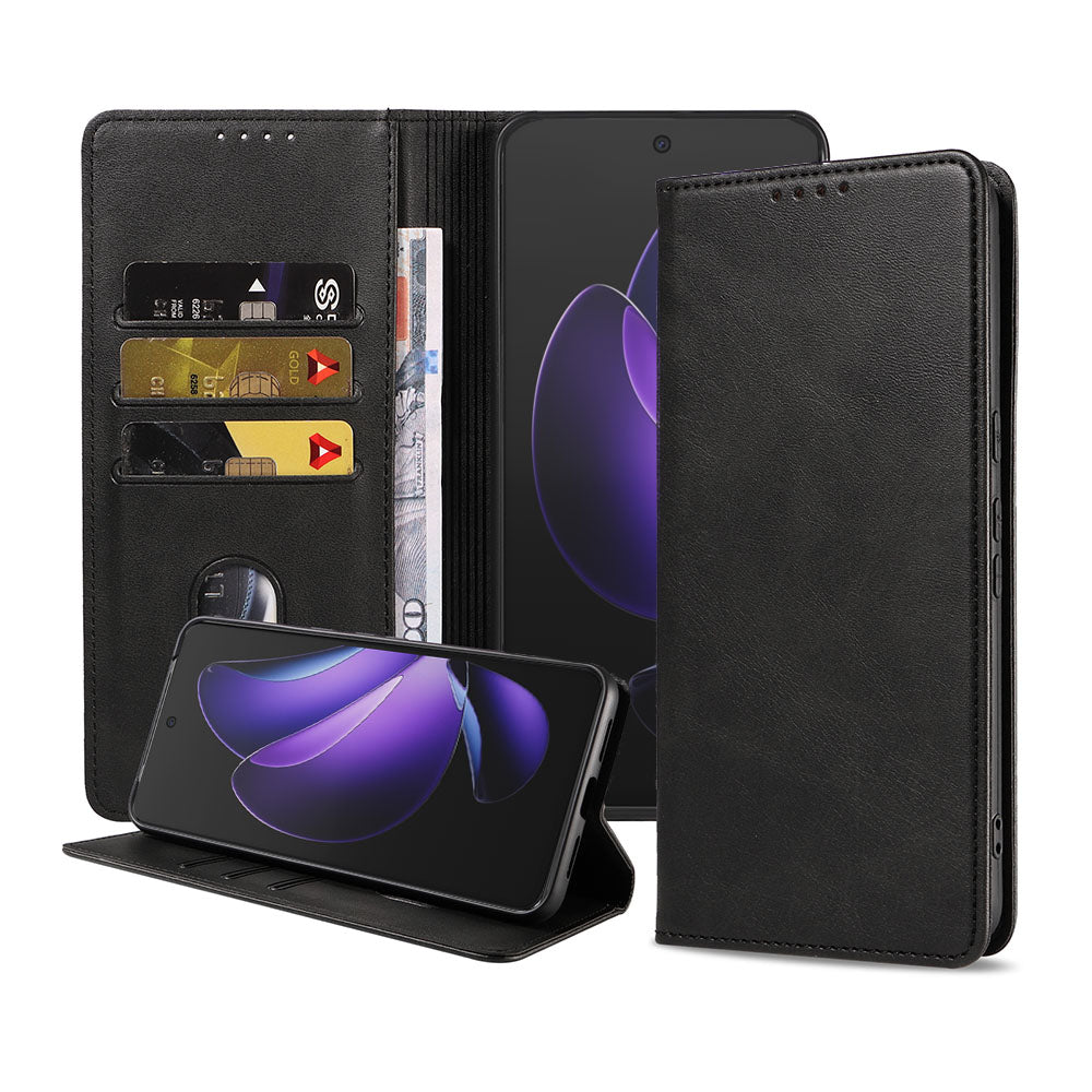 Geschikt voor Oppo Reno 13 F
  Telefoonhoesje Kunstleer met Magnetische sluiting en Pasjeshouder Bookcase
  met Klepje - Walletcase with Cardslot - Zwart - Smartphonica