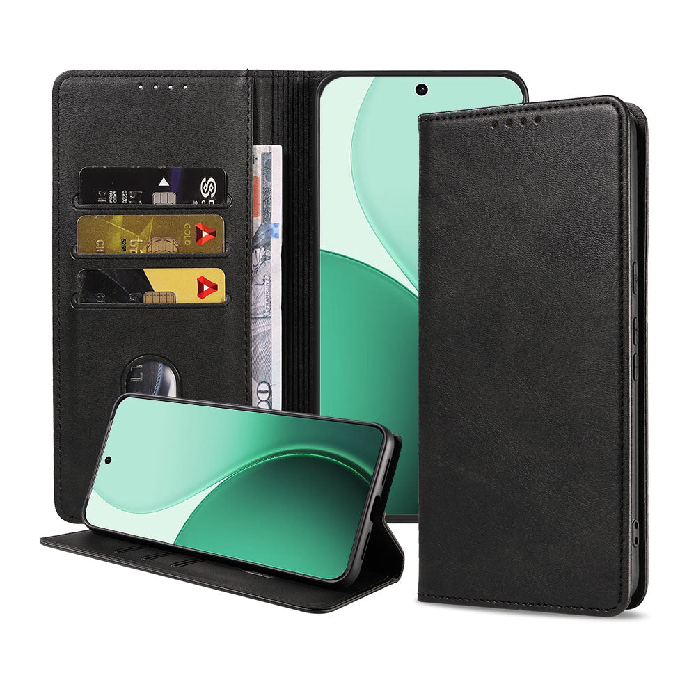 Geschikt voor Oppo Reno 14 Telefoonhoesje
  Kunstleer met Magnetische sluiting en Pasjeshouder Bookcase met Klepje -
  Walletcase with Cardslot - Zwart - Smartphonica