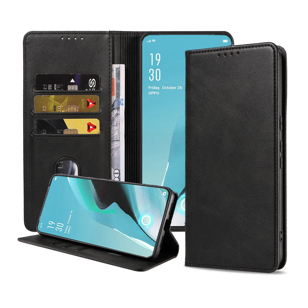 Telefoonhoesje geschikt voor Oppo Reno 2Z
  kunstleren Hoesje met Magnetische sluiting en Pasjeshouders Book Case met
  Klepje - Zwart