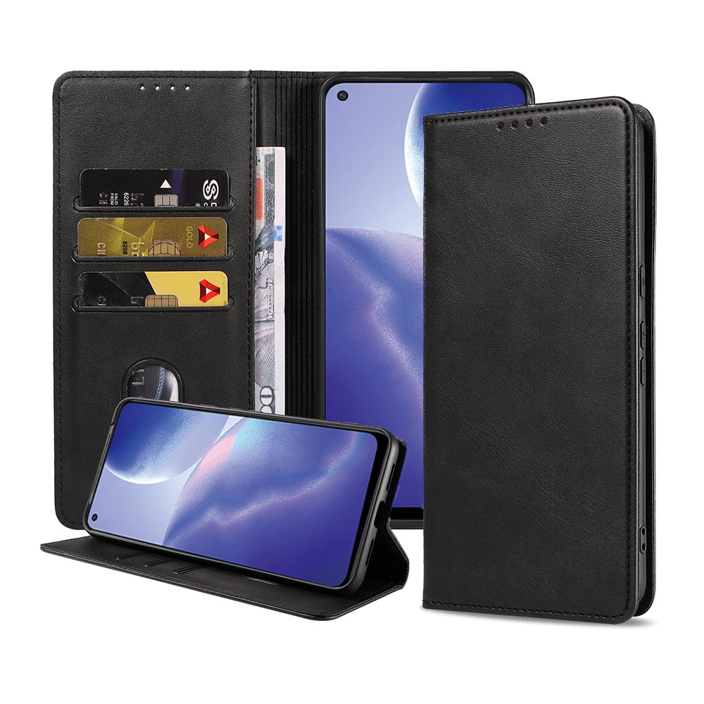 Telefoonhoesje geschikt voor Oppo Reno 5Z
  kunstleren Hoesje met Magnetische sluiting en Pasjeshouders Book Case met
  Klepje - Zwart