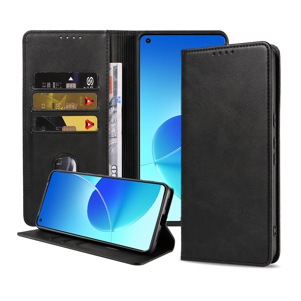 Telefoonhoesje geschikt voor Oppo Reno 6
  kunstleren Hoesje met Magnetische sluiting en Pasjeshouders Book Case met
  Klepje - Zwart