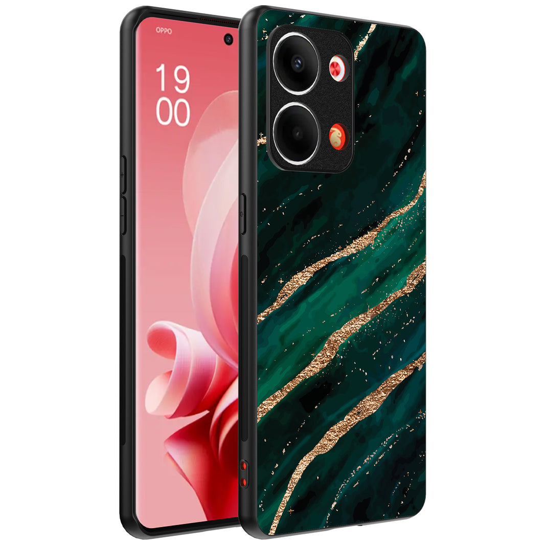 Telefoonhoesje Geschikt voor Oppo Reno 9 / 9 Pro met marmer
  opdruk - TPU backcover case marble design - Groen Goud