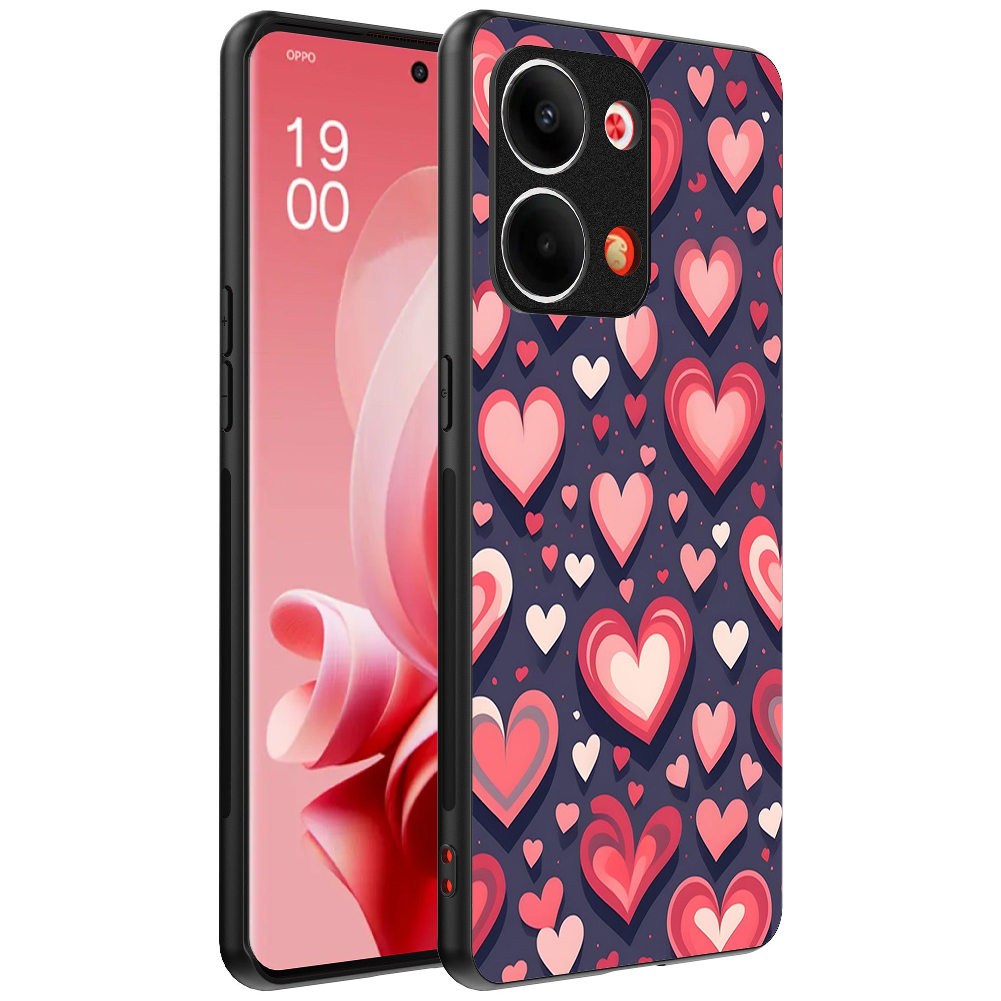 Telefoonhoesje Geschikt voor Oppo Reno 9 / 9 Pro met Hartjes
  Opdruk - TPU Backcover Case With Heart Design
