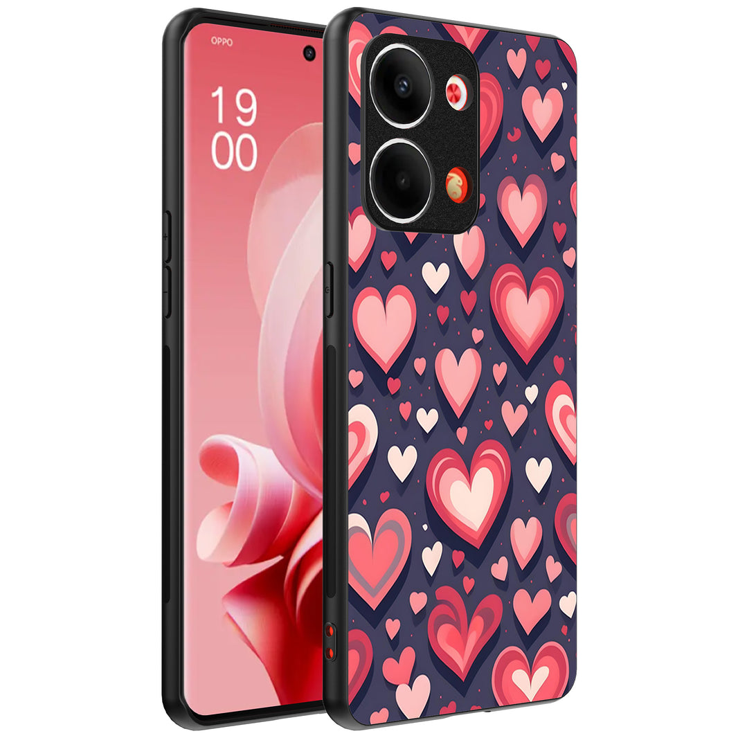 Telefoonhoesje Geschikt voor Oppo Reno 9 / 9 Pro met Hartjes
  Opdruk - TPU Backcover Case With Heart Design