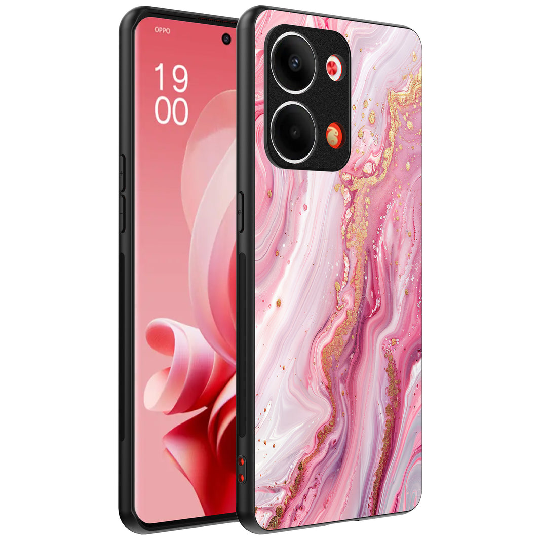 Telefoonhoesje Geschikt voor Oppo Reno 9 / 9 Pro met marmer
  opdruk - TPU backcover case marble design - Roze