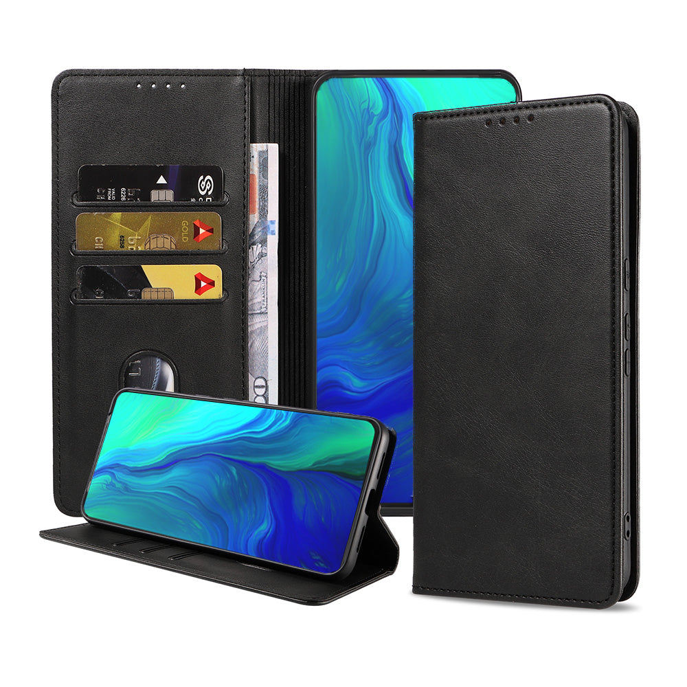 Telefoonhoesje geschikt voor Oppo Reno
  kunstleren Hoesje met Magnetische sluiting en Pasjeshouders Book Case met
  Klepje - Zwart