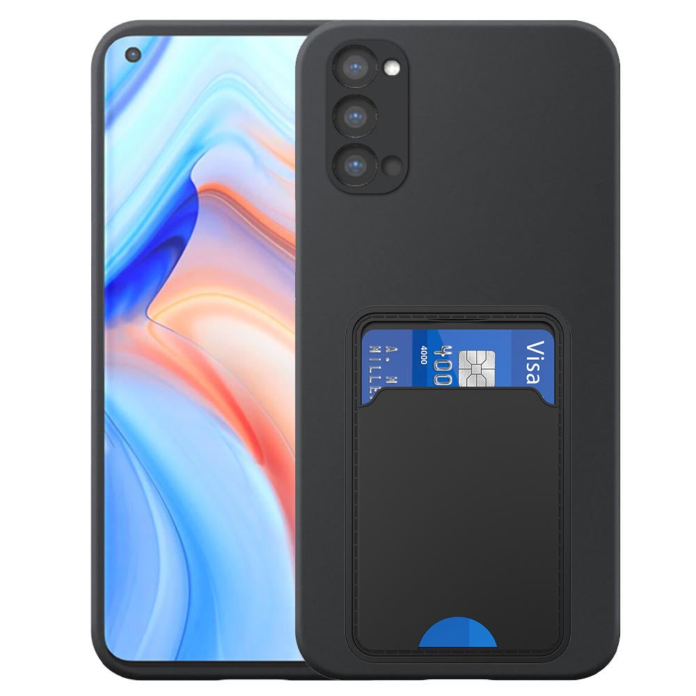 Geschikt voor Oppo Reno 4 Pro 5G
  Telefoonhoesje met TPU Pasjeshouder - Flexible Back Cover Case Siliconen TPU
  with Cardslot - Zwart - Smartphonica