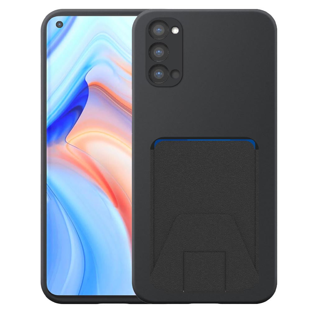Geschikt voor Oppo Reno 4 Pro 5G
  Telefoonhoesje met Verstelbare Leren Pasjeshouder - Flexible Back Cover Case
  Siliconen TPU with Adjustable Leather Cardslot - Zwart - Smartphonica