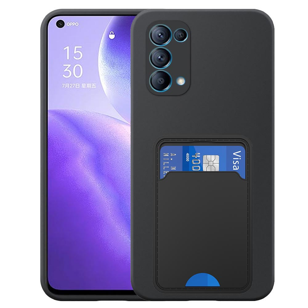 Geschikt voor Oppo Reno 5 5G
  Telefoonhoesje met TPU Pasjeshouder - Flexible Back Cover Case Siliconen TPU
  with Cardslot - Zwart - Smartphonica