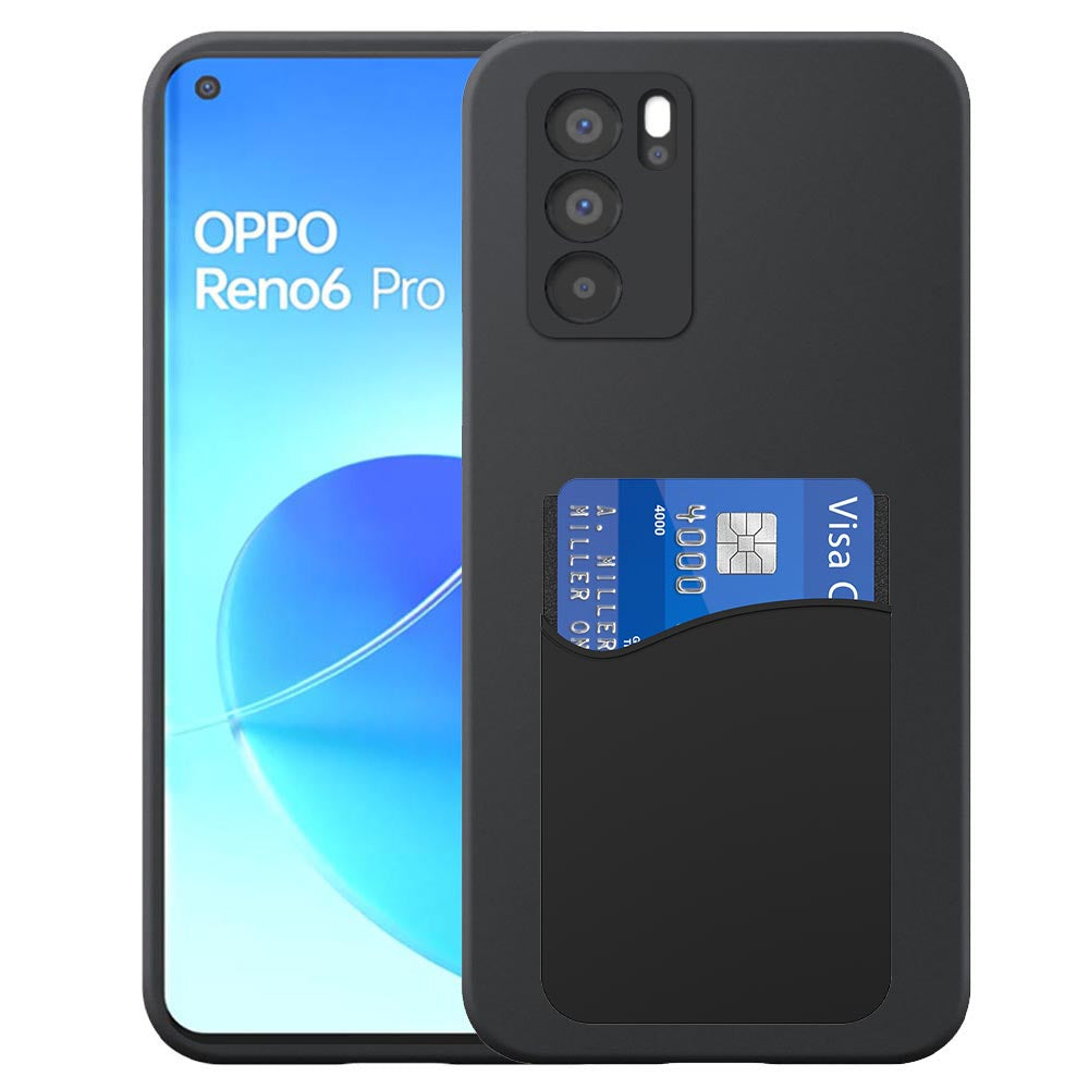 Geschikt voor Oppo Reno 6 Pro 5G
  Telefoonhoesje met Siliconen Pasjeshouder - Flexible Back Cover Case
  Siliconen TPU with Silicone Cardslot - Zwart - Smartphonica